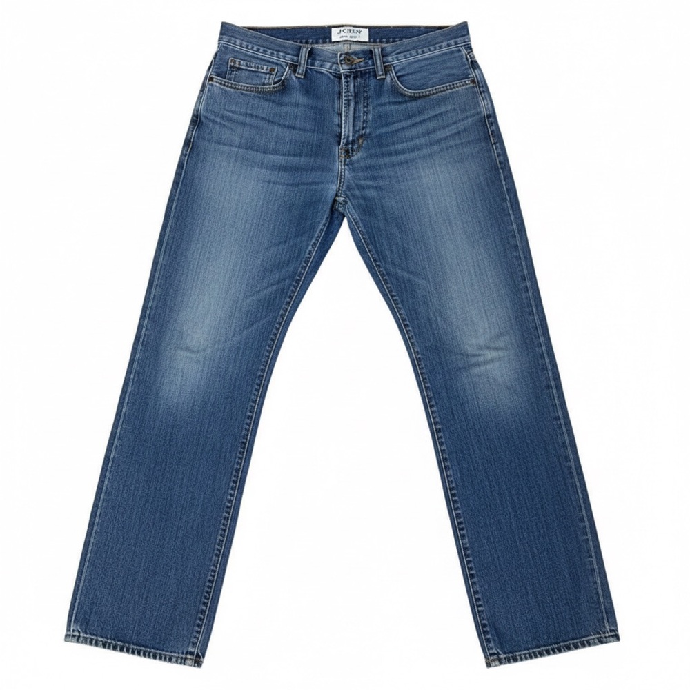 J. Crew Blue Straight-Leg Jeans with Classic Indigo Wash 33x32 100% cotton